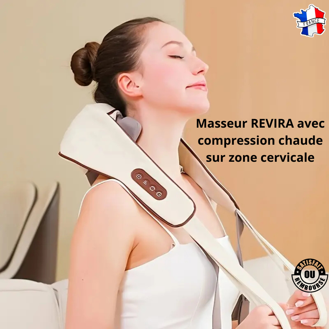 Masseur Cervical REVIRA Gris - Design Ergonomique en U pour Nuque, Épaules, Dos et Jambes

