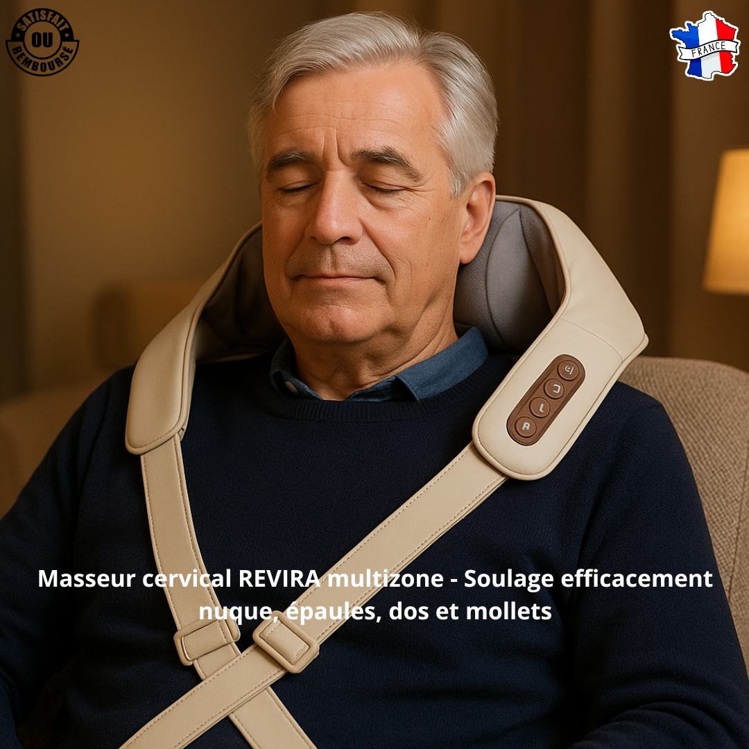 Masseur REVIRA en Utilisation - Soulagement Immédiat des Douleurs Cervicales et Tensions Musculaires

