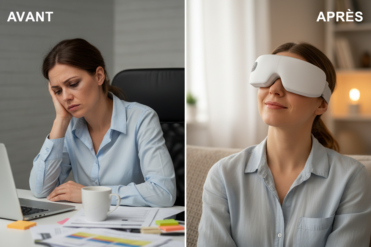 Avant après CalmEyes™ – fatigue et cernes vs repos et éclat