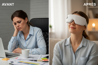 Avant après CalmEyes™ – fatigue et cernes vs repos et éclat