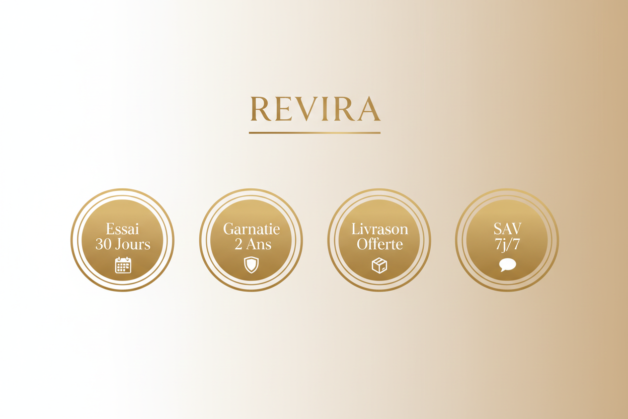 Garanties REVIRA - Essai 30 jours, Garantie 2 ans, Livraison offerte, SAV 7j/7
